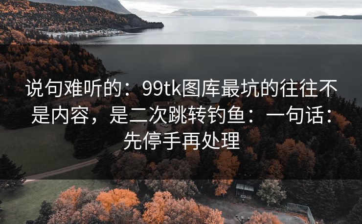 说句难听的：99tk图库最坑的往往不是内容，是二次跳转钓鱼：一句话：先停手再处理